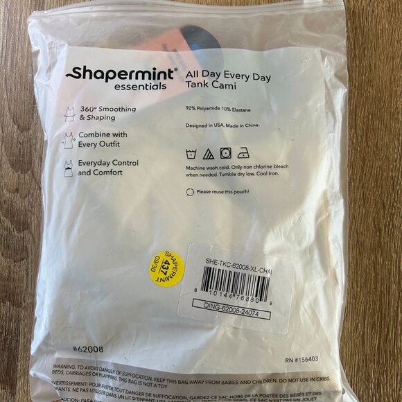 Shapermint Essentials All Day Every Day Tank Cami - Chai - Size XL - Picture 5 of 7